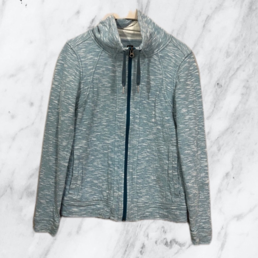 REI light jacket sweater blue zipper mock neck
